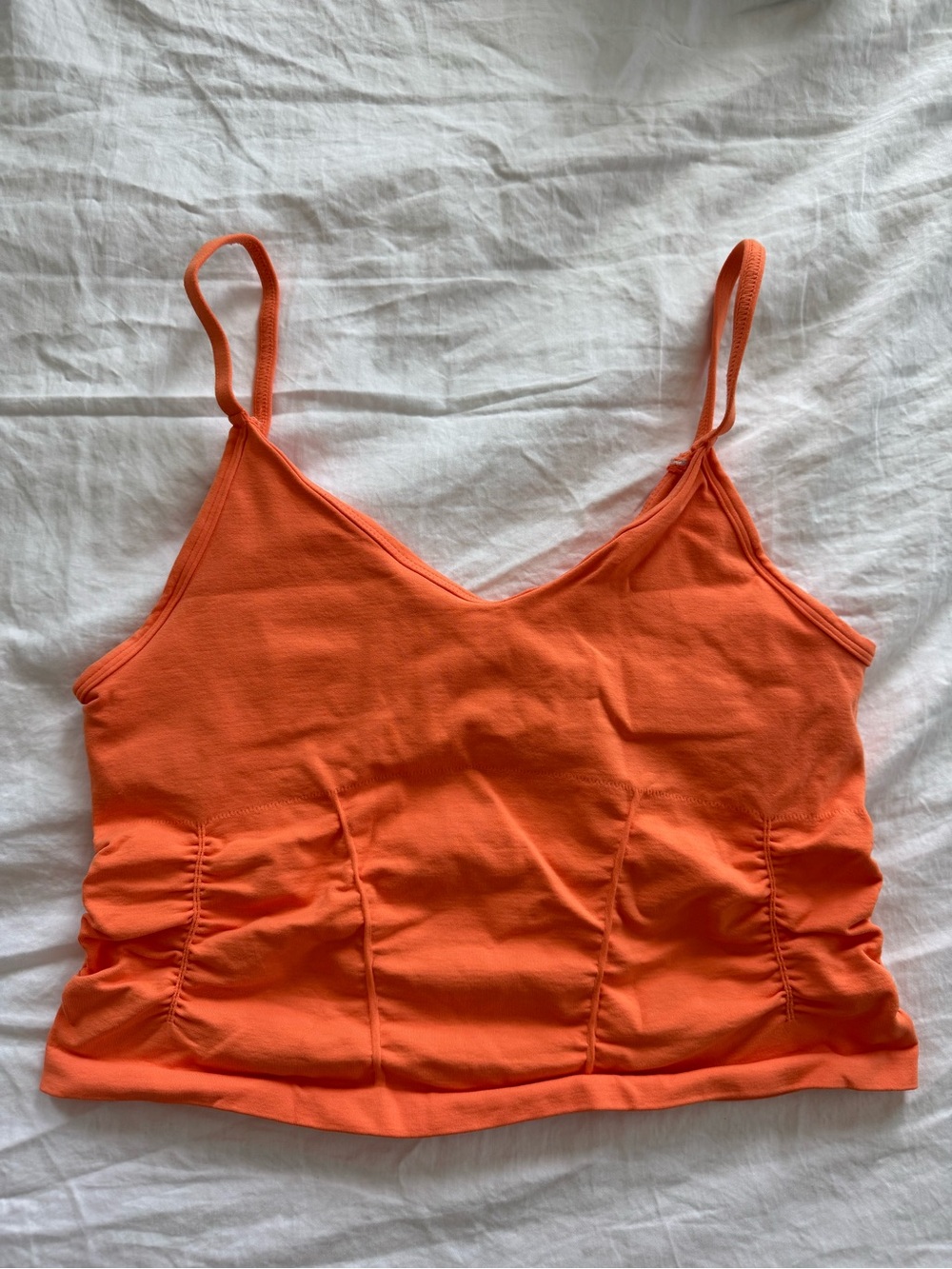 FP Movement by Free People Orange V-Neck Ruched Tank m/l